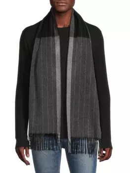 Кашемировый шарф с бахромой смещенного центра Saks Fifth Avenue, черный