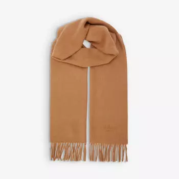 Кашемировый шарф с фирменной бахромой Mulberry, коричневый