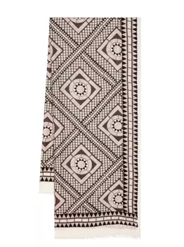 Кашемировый шарф с геометричным принтом N.Peal, мультиколор