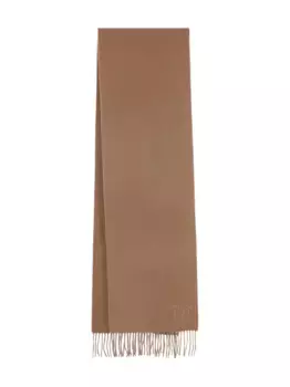 Кашемировый шарф с вышитой монограммой MAX MARA, коричневый