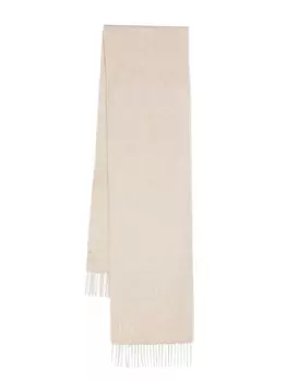Кашемировый шарф с вышитым логотипом Max Mara, бежевый