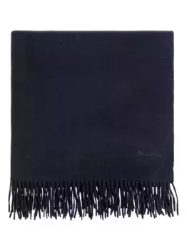 Кашемировый шарф с вышитым логотипом MAX MARA, синий