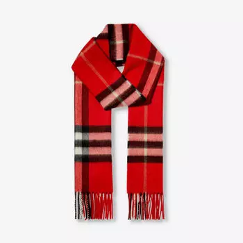 Кашемировый шарф в гигантскую клетку с кисточками Burberry, красный