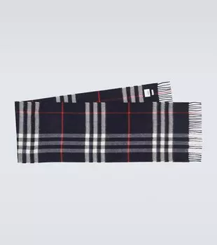 Кашемировый шарф в классическую клетку Burberry, синий