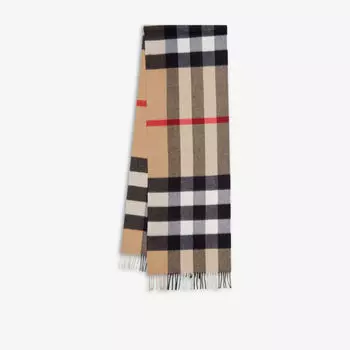 Кашемировый шарф в клетку Burberry, бежевый
