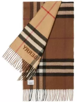 Кашемировый шарф в клетку Burberry, коричневый