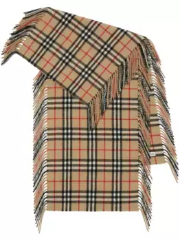 Кашемировый шарф в клетку BURBERRY, коричневый