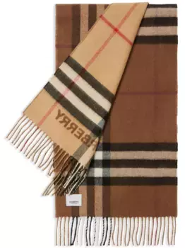 Кашемировый шарф в клетку BURBERRY, коричневый