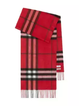 Кашемировый шарф в клетку BURBERRY, красный