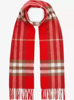 Кашемировый шарф в клетку BURBERRY, красный