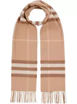 Кашемировый шарф в клетку BURBERRY, нейтральный