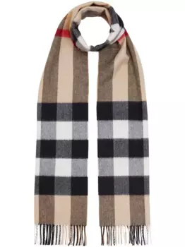 Кашемировый шарф в клетку BURBERRY, нейтральный