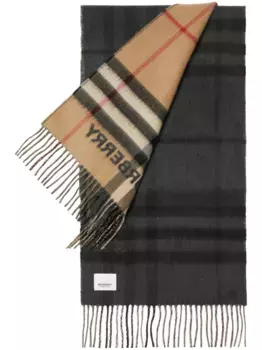 Кашемировый шарф в клетку BURBERRY, нейтральный