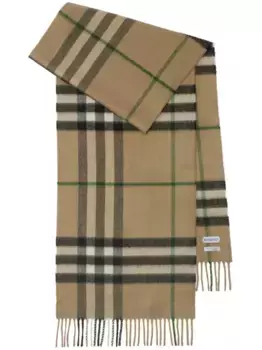 Кашемировый шарф в клетку BURBERRY, нейтральный