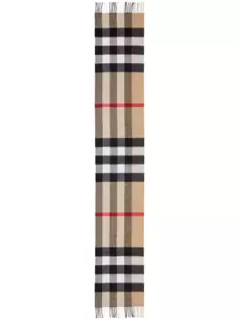 Кашемировый шарф в клетку BURBERRY, нейтральный