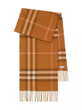 Кашемировый шарф в клетку BURBERRY, оранжевый