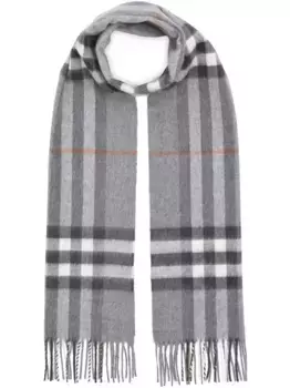 Кашемировый шарф в клетку BURBERRY, серый