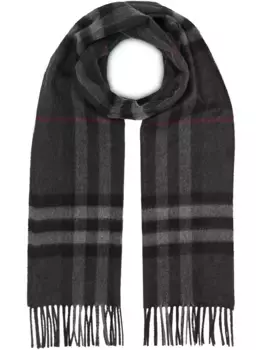 Кашемировый шарф в клетку BURBERRY, серый