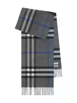 Кашемировый шарф в клетку BURBERRY, серый