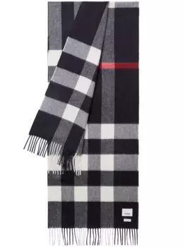 Кашемировый шарф в клетку BURBERRY, синий