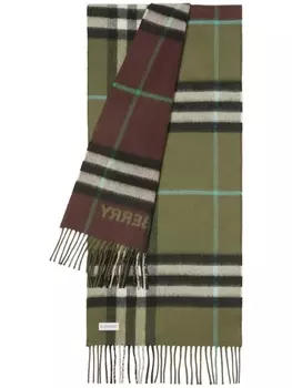 Кашемировый шарф в клетку Burberry, зеленый