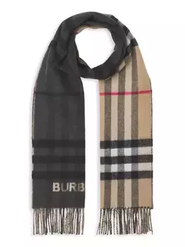 Кашемировый шарф в клетку Giant Check Burberry, черный
