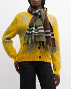 Кашемировый шарф в клетку Giant Check Burberry, цвет Brown Shrub