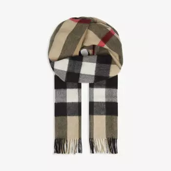 Кашемировый шарф в клетку mega Burberry, бежевый