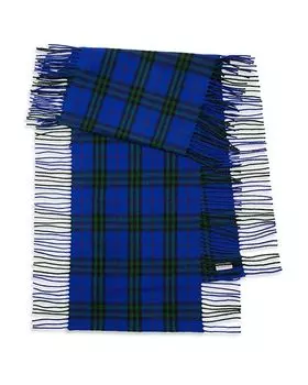 Кашемировый шарф в клетку с бахромой Burberry, цвет Blue