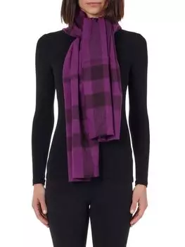 Кашемировый шарф в клетку с взорванной тканью Amicale, цвет Burgundy