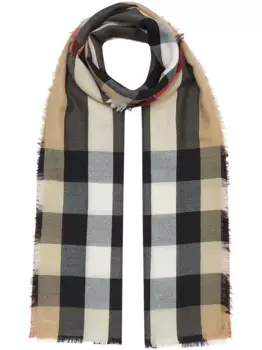 Кашемировый шарф в клетку Vintage Check BURBERRY, нейтральный