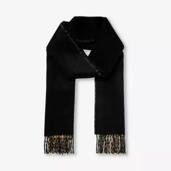 Кашемировый шарф в клетку vintage check с кисточками Burberry, черный
