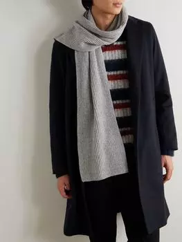 Кашемировый шарф в рубчик MR P., серый