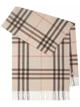 Кашемировый шарф в широкую клетку Burberry, нейтральный цвет