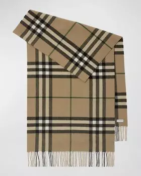 Кашемировый шарф в стираную клетку Burberry, цвет Linden
