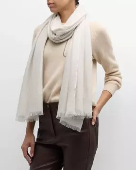 Кашемировый шелковый шарф с пайетками Brunello Cucinelli, цвет C9610 Pearl