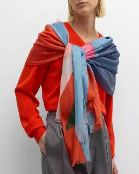 Кашемировый шелковый шарф Spectra с принтом, 26 x 79 дюймов Akris, цвет Multicolor