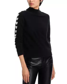 Кашемировый свитер AQUA с рукавами-сердечками и воротником-стойкой, черный