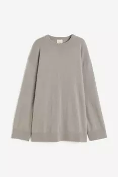 Кашемировый свитер больших размеров H&M, серый