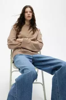 Кашемировый свитер большого размера H&M, бежевый