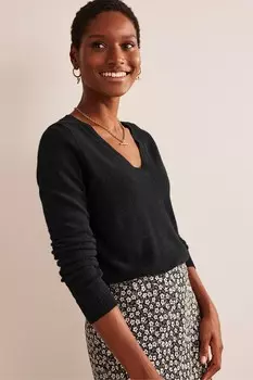 Кашемировый свитер Eva с V-образным вырезом Boden, черный