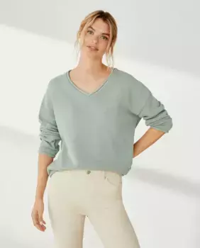 Кашемировый свитер из матовой синели Southern Cotton, зеленый