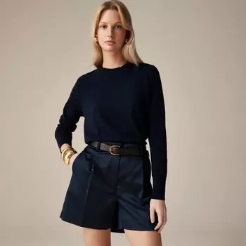Кашемировый свитер классического кроя с круглым вырезом J.Crew, синий