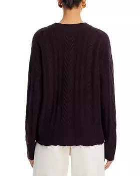 Кашемировый свитер косой вязки C by Bloomingdale с V-образным вырезом и заниженными плечами C by Bloomingdale's Cashmere, коричневый