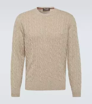 Кашемировый свитер косой вязки Loro Piana, бежевый