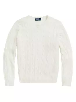 Кашемировый свитер косой вязки Polo Ralph Lauren, кремовый