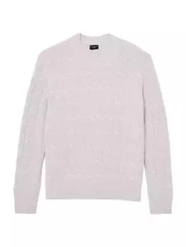 Кашемировый свитер косой вязки с круглым вырезом Club Monaco, серый