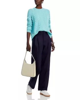 Кашемировый свитер косой вязки с круглым вырезом C by Bloomingdale C by Bloomingdale's Cashmere, синий