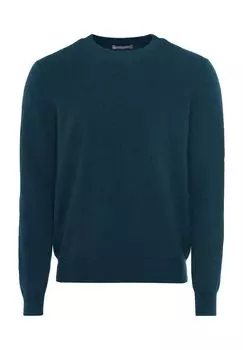 Кашемировый свитер, круглый вырез, ребристые манжеты, мужской GALERIA, цвет 3 Petrol