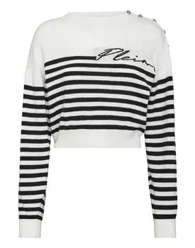Кашемировый свитер Mariner с круглым вырезом LS PHILIPP PLEIN, кремовый/черный